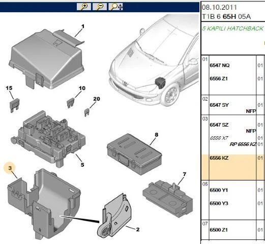SIGORTA KUTU KAPAGI ALT ORJINAL PEUGEOT 206 206+