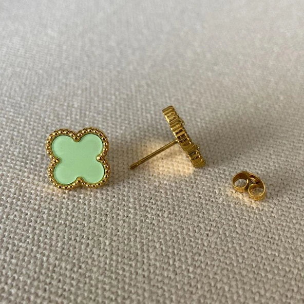 Yonca Üçlü Gold Çelik Kombin Küpe - Resim 3