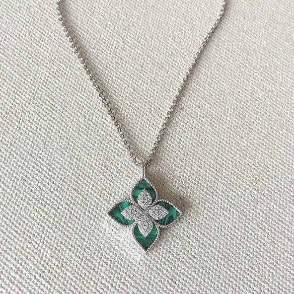 Yonca Mineli İkili Çelik Kolye - Resim 2