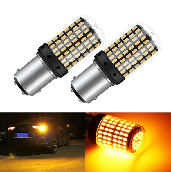 Dekoratif led ampul çift duy turuncu  144led 1157 bay15d 21w / LAAM973 - 1