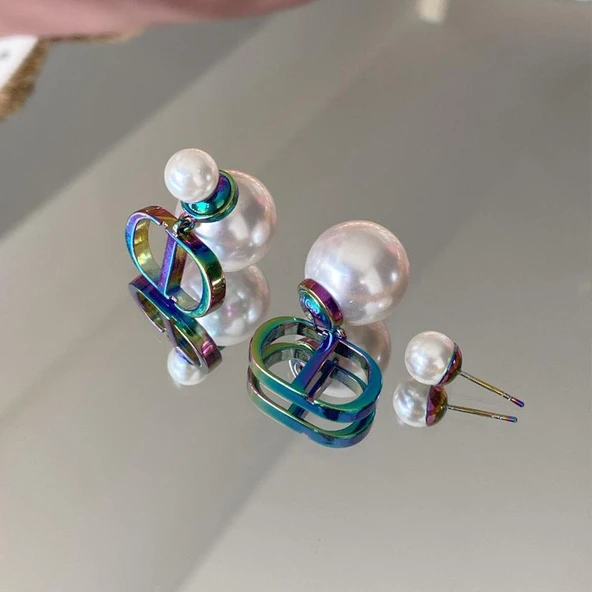 İncili Rainbow Color Çelik Küpe ürün görseli 1