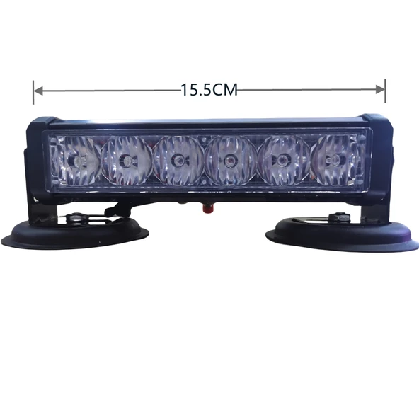 Tepe çakar lamba mıknatıslı vantuzlu 21 fonksiyonlu 15,5cm  6 ledli kırmızı-mavi usb şarjlı-kumandalı  adet  / LAPA118-2 - Resim 4