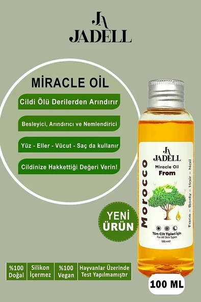 JADELL Besleyici, Arındırıcı Nemlendirici Tüm Cilt Ve Saç Tipleri Için Vegan Doğal Arındıcı Mucizevi Morocco Miracle Yağ 100 ml - 2