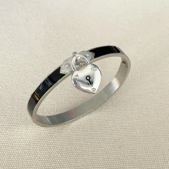 Üçlü Siyah Mineli Çelik Kelepçe - Resim 2