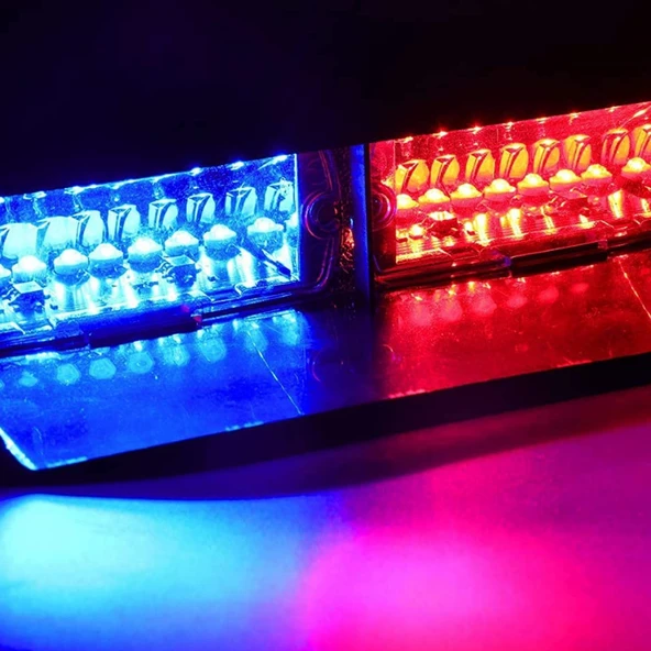 Flaş Led Çakarlı 16W Kırmızı-Mavi 8 Fonksiyonlu / LAPA176 - Resim 3