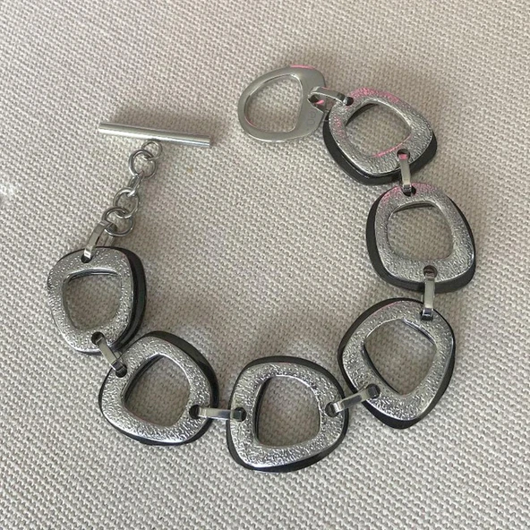 Creo Siyah Halkalı Çelik Bileklik ürün görseli 1