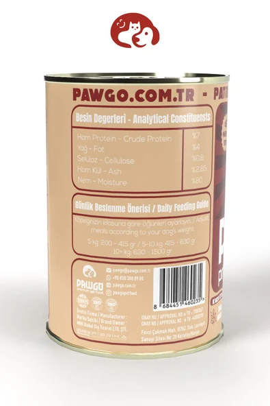 Pawgo Pupy Regal | Kuzulu | 400g X 24 | Yavru-mini Irk | Parça Etli | Köpek Yaş Mama - 7
