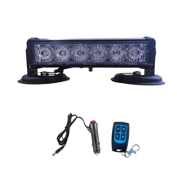 Tepe çakar lamba mıknatıslı vantuzlu 21 fonksiyonlu 15,5cm  6 ledli kırmızı-mavi usb şarjlı-kumandalı  adet  / LAPA118-2 ürün görseli 1