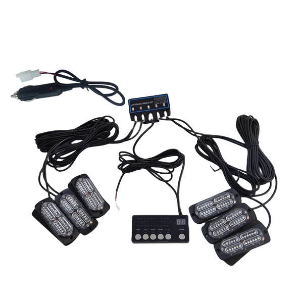 17 fonksiyonlu çakar lamba 12-30v 24 led 6 adet kırmızı*mavi set / LAPA549 ürün görseli 1