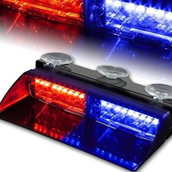 Flaş Led Çakarlı 16W Kırmızı-Mavi 8 Fonksiyonlu / LAPA176 - Resim 2