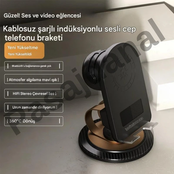 Hoparlör Telefon Tutucu Çok Fonksiyonlu Kablosuz İndüksiyon Ses Telefon Tutucu iPhone Android - 1