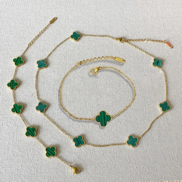 Yonca Gold Kolye 3'lü Bileklik Set ürün görseli