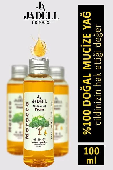 JADELL Besleyici, Arındırıcı Nemlendirici Tüm Cilt Ve Saç Tipleri Için Vegan Doğal Arındıcı Mucizevi Morocco Miracle Yağ 100 ml - 3