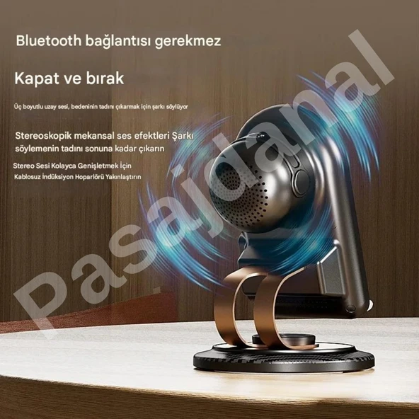 Hoparlör Telefon Tutucu Çok Fonksiyonlu Kablosuz İndüksiyon Ses Telefon Tutucu iPhone Android - 5