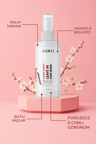 JADELL Sakura Therapy Leave In Hair Mask Besleyici Onarıcı Kolay Tarama Keratin Botoks Etkili Yoğun Saç Bakım Maskesi 150ML - 3