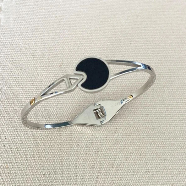 Üçlü Siyah Mineli Çelik Kelepçe - Resim 4