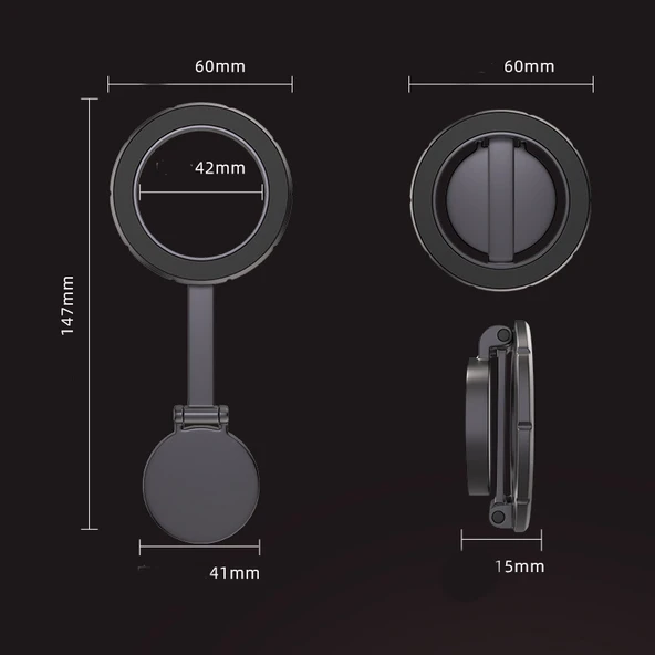 Metal ayarlı mıknatıslı 360 derece telefon tutacağı- nikel / SYTE207 - 4