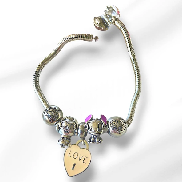 Stitch Charm Çelik Bileklik - Resim 2