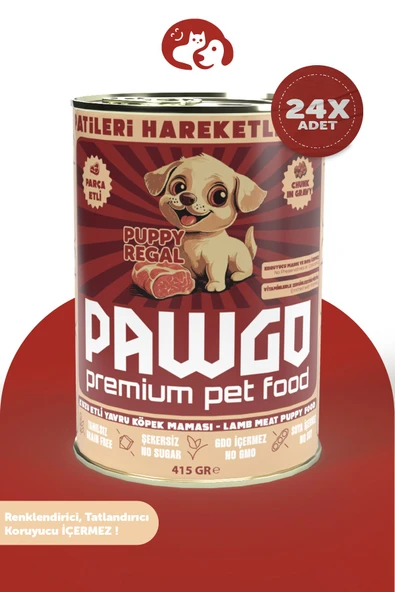 Pawgo Pupy Regal | Kuzulu | 400g X 24 | Yavru-mini Irk | Parça Etli | Köpek Yaş Mama