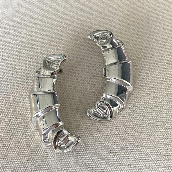 Kruvasan Çelik Küpe - Resim 3