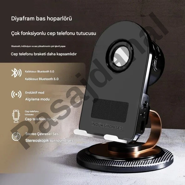 Hoparlör Telefon Tutucu Çok Fonksiyonlu Kablosuz İndüksiyon Ses Telefon Tutucu iPhone Android - 4