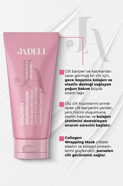 JADELL Soyulabilen Gözenek Sıkılaştırıcı Aydınlatıcı Derin Nemlendirici Vegan Kolajen Gece ve Gündüz Yüz Maskesi 75 ML - 4