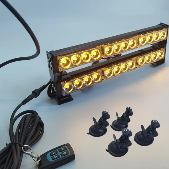 21 fonksiyonlu çakar lamba sarı sarı 2'li set vantuzlu kumandalı 12-36V  72W / LAPA212 - Resim 2