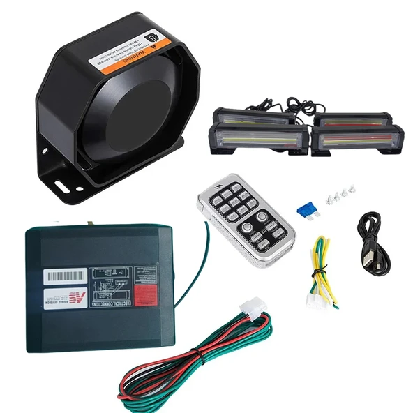 17 çakar fonksiyonlu 300w siren 4 çakarlı kırmızı-mavi-beyaz / SSSR55 ürün görseli 1