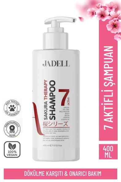 JADELL Sakura Therapy Shampoo 7active ( Sakura Çiçeği,biotin,keratin,vitamin B5 ) Onarıcı Besleyici Şampuan 400 ML