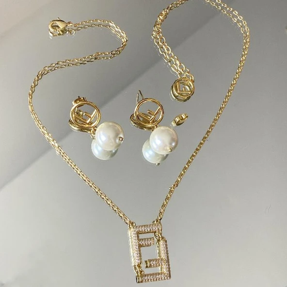 F İncili Taşlı Çelik Kombin ürün görseli 1