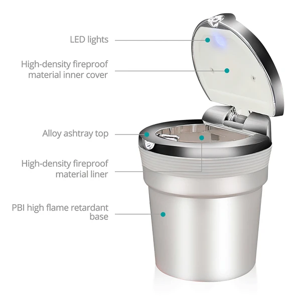Space ışıklı küllük gümüş renkli / ICKU45 ürün görseli 1