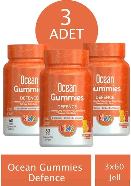 Ocean Gummies Defence 60 Adet Çiğnenebilir Form 3 ADET ürün görseli