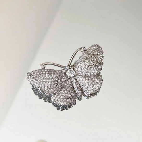 Mikail Meleği Taşlı Çelik Kolye Broş Set - Resim 4