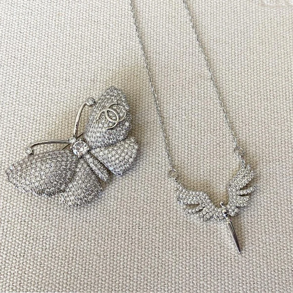 Mikail Meleği Taşlı Çelik Kolye Broş Set - Resim 3