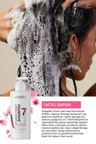 JADELL Sakura Therapy Shampoo 7active ( Sakura Çiçeği,biotin,keratin,vitamin B5 ) Onarıcı Besleyici Şampuan 400 ML - 2