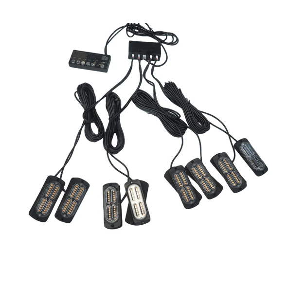 17 fonksiyonlu çakar lamba 12-30v 24 led 8 adet sarı*sarı set / LAPA548-1 ürün görseli 1