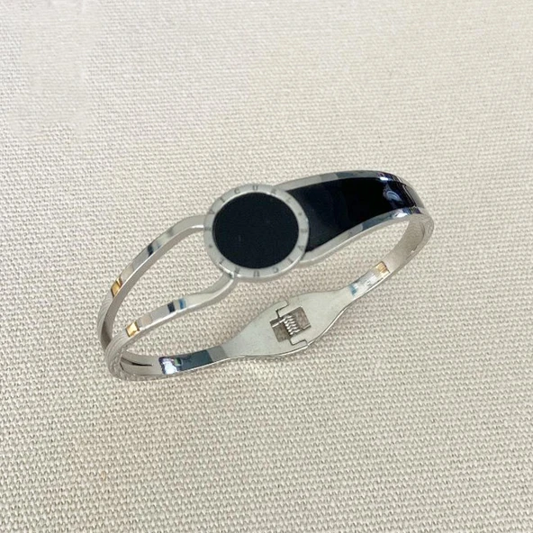 Üçlü Siyah Mineli Çelik Kelepçe - Resim 3