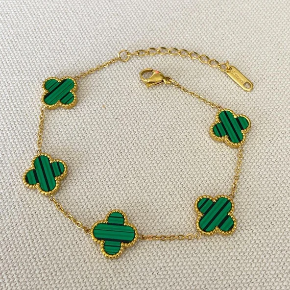 Yonca Gold Kolye 3'lü Bileklik Set - Resim 4