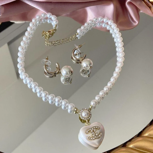 Kalp İncili Princess Gold Çelik Set - Resim 4