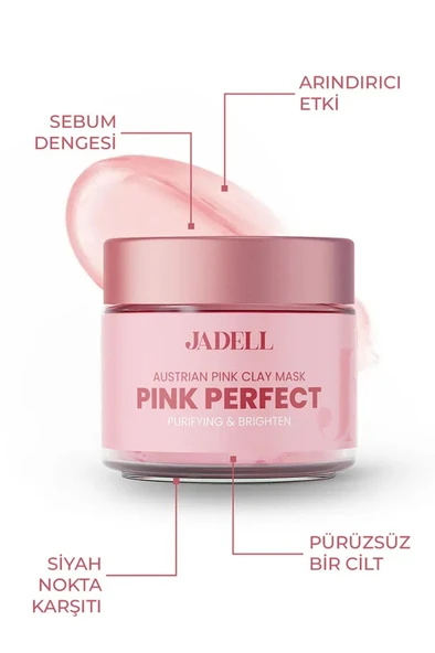 JADELL Pembe Kil Maskesi, ve Siyah Nokta Karşıtı, Aydınlatıcı ve Arındırıcı Gözenek Sıkılaştırıcı Sebum Denge Sağlayıcı Maske, 100ml - 3