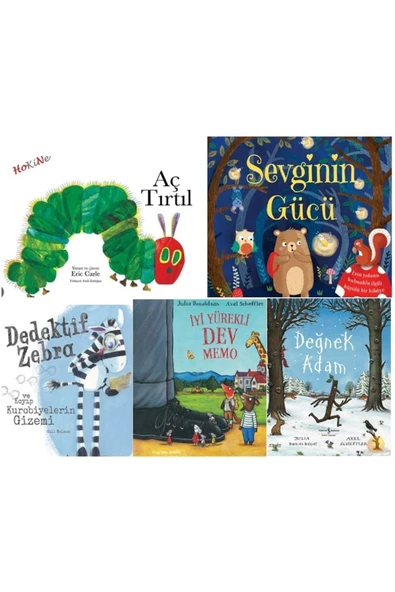 Çocuk Kitapları /Aç Tırtıl-sevginin Gücü-dedektif Zebra-iyi Yürekli Dev Memo- Değnek Adam/5 Kitap Set ürün görseli