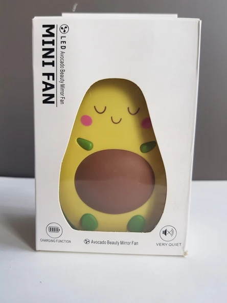 Sevimli Avokado Tasarımlı Led Işıklı USB Kablolu Mini Fan I Masa Üstü Ve Boyun Kullanımı Vantilatör. - 3
