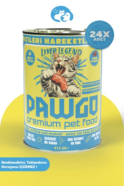 Pawgo Liver Legend | Ciğerli | 400g X 24 | Parça Etli | Kedi Yaş Mama |