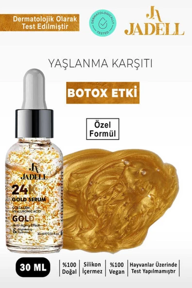 JADELL 24k Altın Göz ve Yüz Çevresi Doğal Vegan Botoks Etkili Yaşlanma Karşıtı Bakım Serumu 30 ml