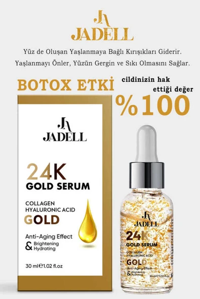JADELL 24k Altın Göz ve Yüz Çevresi Doğal Vegan Botoks Etkili Yaşlanma Karşıtı Bakım Serumu 30 ml - 5