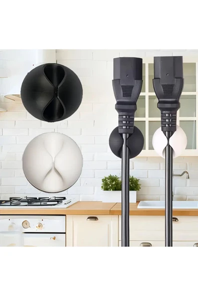 10 Adet Yapışkanlı Kablo Düzenleyici Kablo Tutucu Klips Kablo Sabitleme Siyah Beyaz Renk - Resim 8