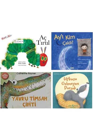 Çocuk Kitap Seti/ Aç Tırtıl-Ayı Kim Çaldı? -Yavru Timsah Çipiti-Uykusu Gelmeyen Porsuk / 4 Kitap Set ürün görseli