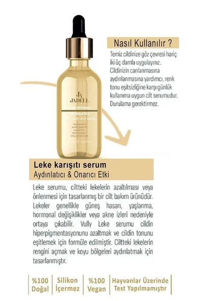 JADELL Niacinamide, hyaluronic Acid Aydınlatıcı Canlandırıcı Gözenek Sıkılaştırıcı Alkol, Paraben İçermeyen Leke Karşıtı Serum 30 ml - 7