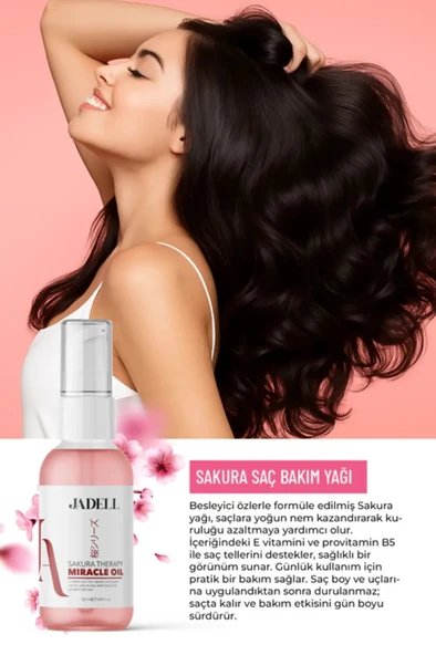 JADELL Sakura Therapy Miracle Oil Yenileyici Canlandırıcı Nemlendirici Besleyici Saç Bakım yağı 50 ml - 3