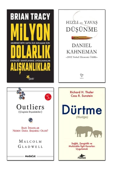 Milyon Dolarlık Alışkanlklar + Dürtme + Outliers + Hızlı Ve Yavaş Düşünme / 4lü Kitap Set ürün görseli